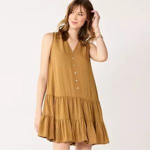 Nine West Camel Sleeveless Midi Dress